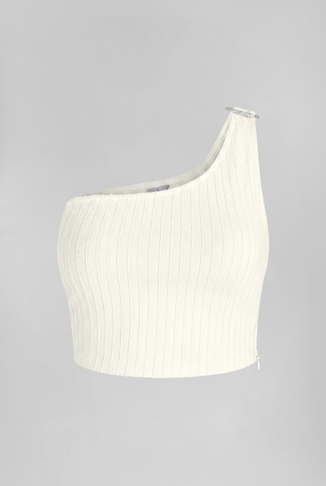 Cream One Shoulder Crop Vest Top