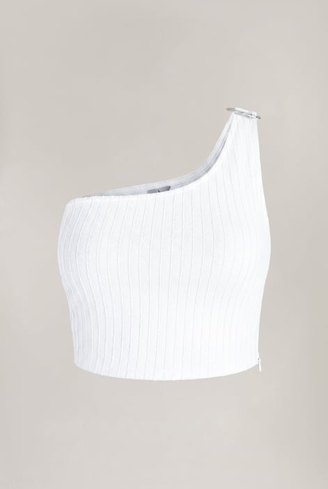 Cream One Shoulder Crop Vest Top
