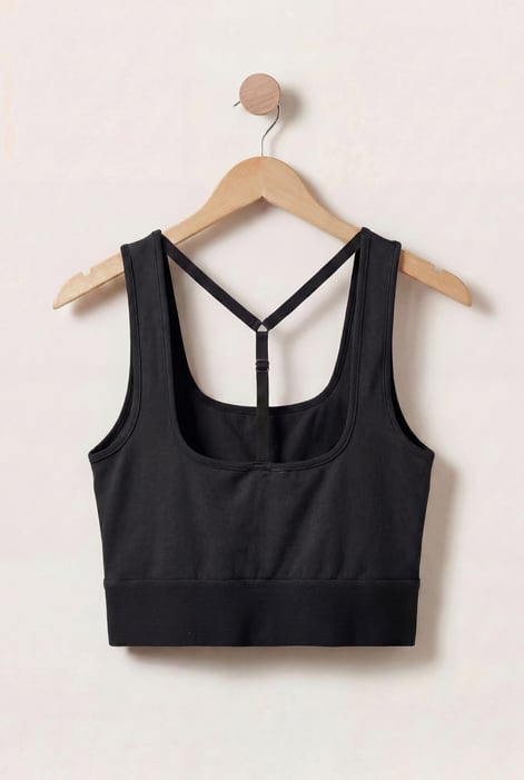 Black Y Back Body Fitted Cropped Vest