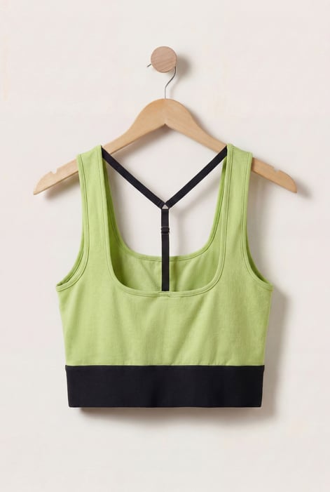 Green Y Back Body Fitted Cropped Vest