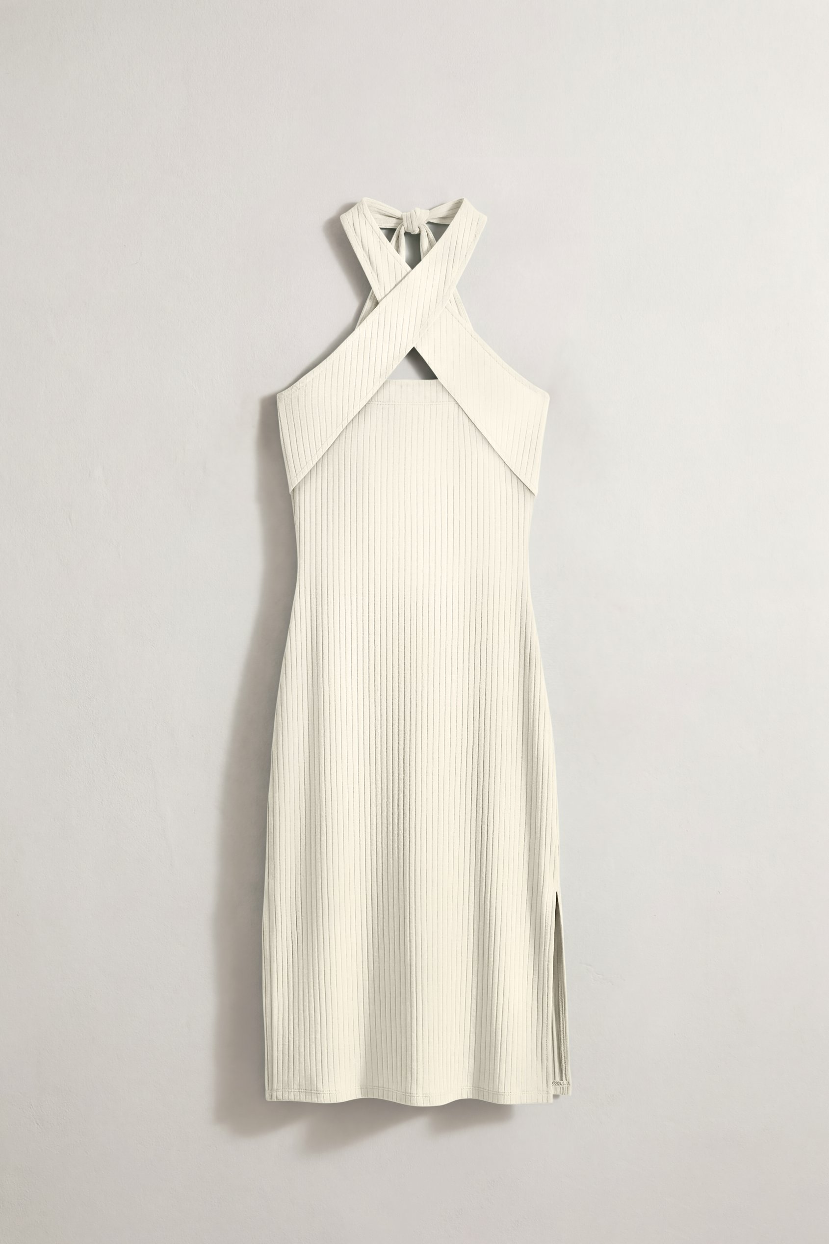 Crisscross Halter Rib Dress with Open Back