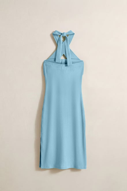 Crisscross Halter Rib Dress with Open Back