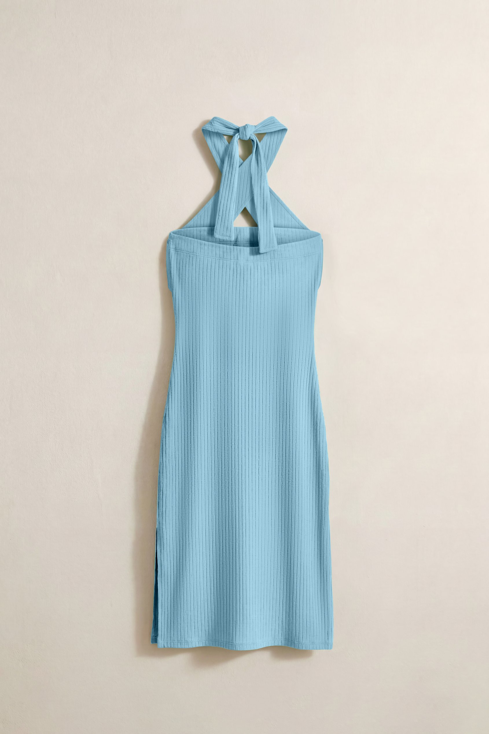 Crisscross Halter Rib Dress with Open Back
