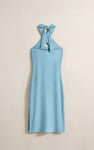 Crisscross Halter Rib Dress with Open Back