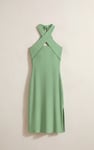 Crisscross Halter Rib Dress with Open Back