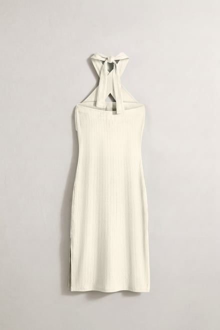 Crisscross Halter Rib Dress with Open Back