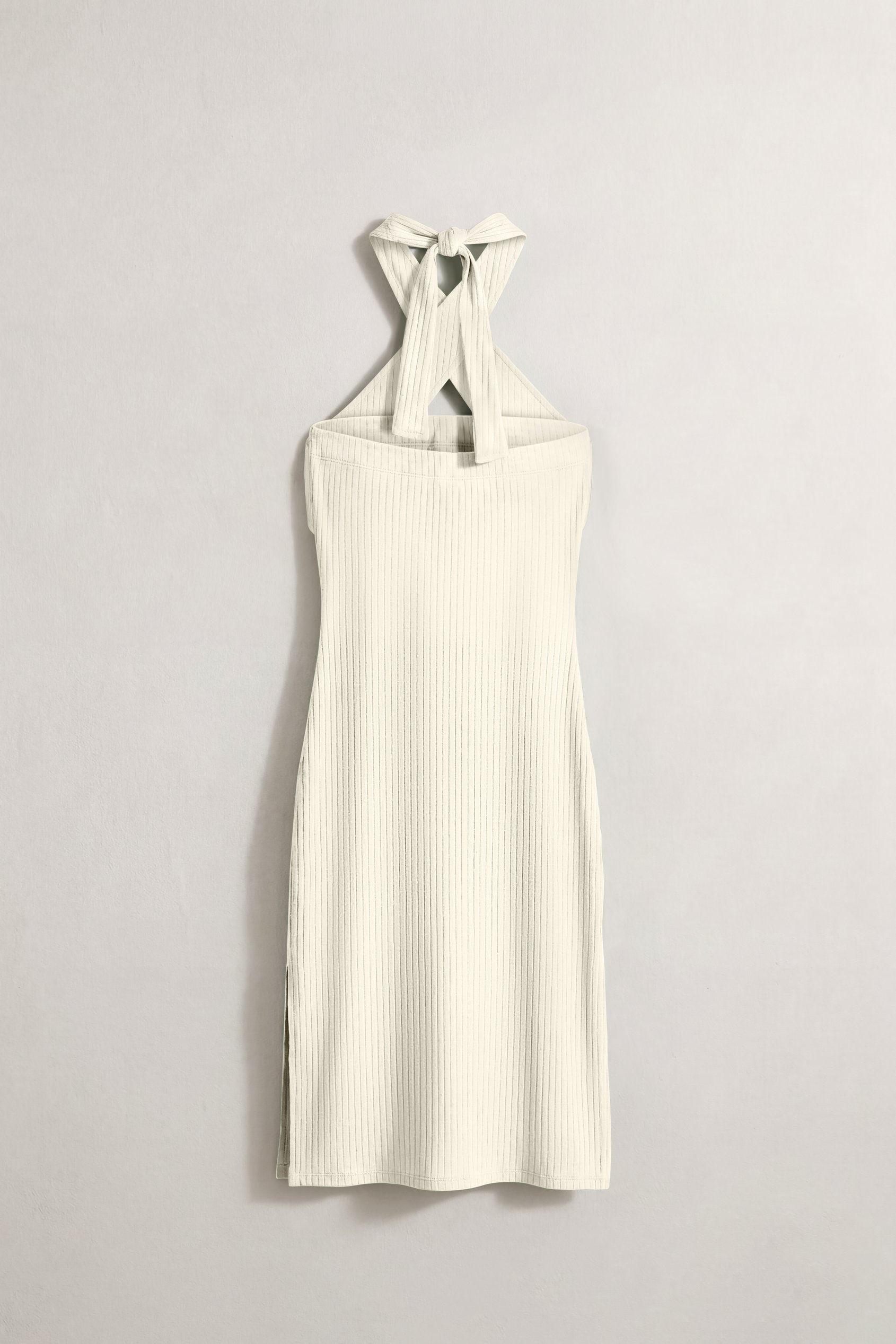 Crisscross Halter Rib Dress with Open Back