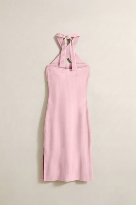 Crisscross Halter Rib Dress with Open Back