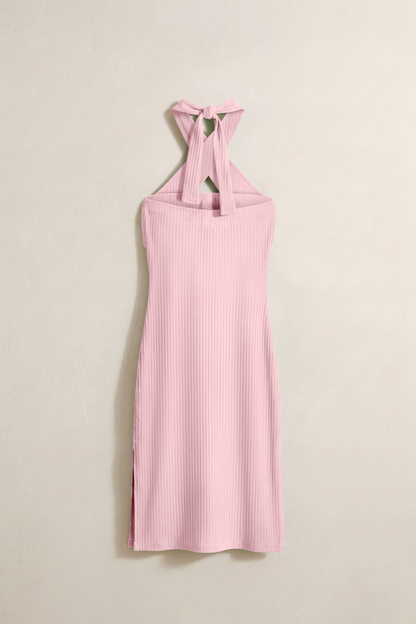 Crisscross Halter Rib Dress with Open Back