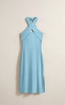 Crisscross Halter Rib Dress with Open Back