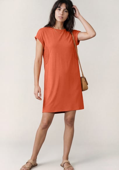 Patch Cut Lace Jersey Dress