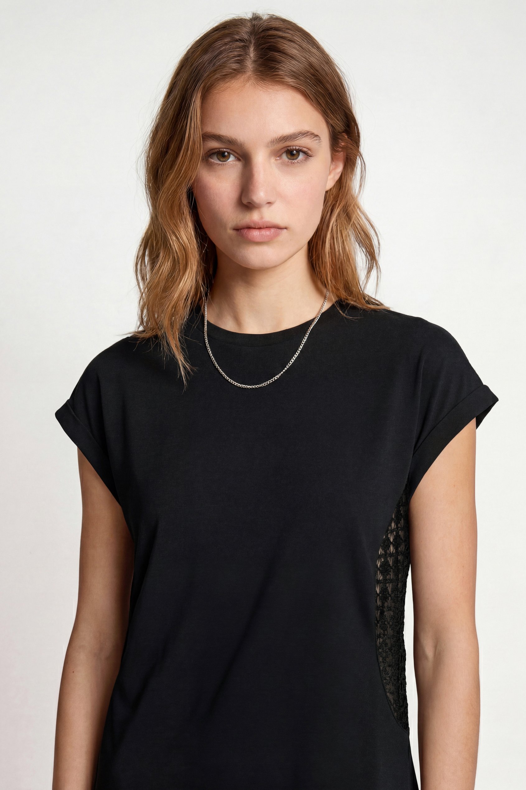 Patch Cut Lace Jersey Dress