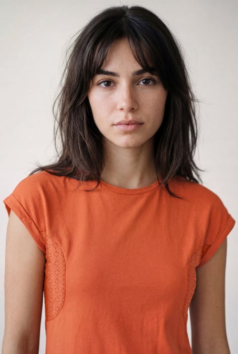 Orange Patch Cut Lace Jersey Dress