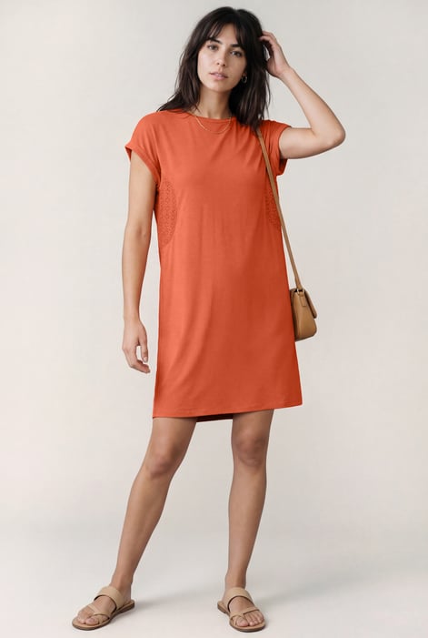 White Patch Cut Lace Jersey Dress