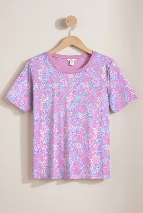 White Crayon Leaf Printed T-Shirt