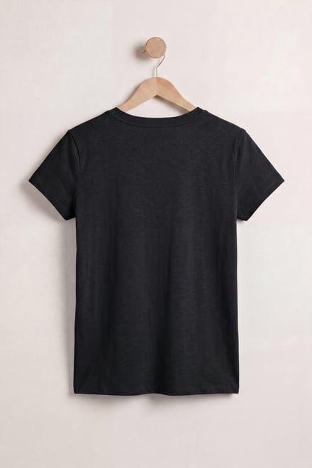 V-Neck Short Sleeve Slub T-Shirt