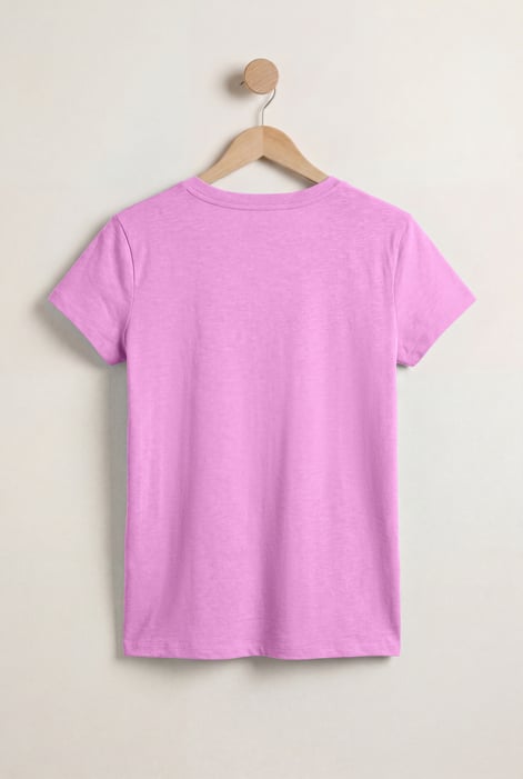 Pink V-Neck Short Sleeve Slub T-Shirt