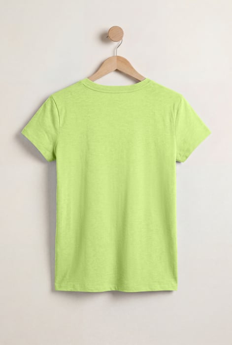 Green V-Neck Short Sleeve Slub T-Shirt