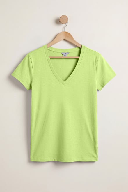 V-Neck Short Sleeve Slub T-Shirt