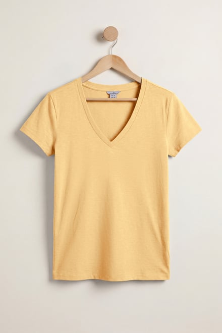 V-Neck Short Sleeve Slub T-Shirt