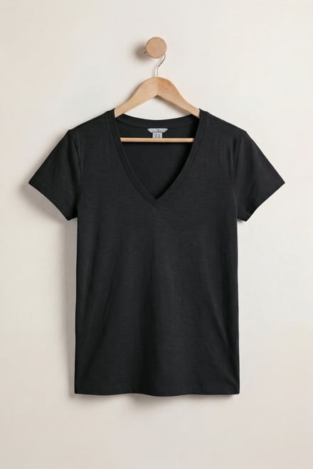 V-Neck Short Sleeve Slub T-Shirt