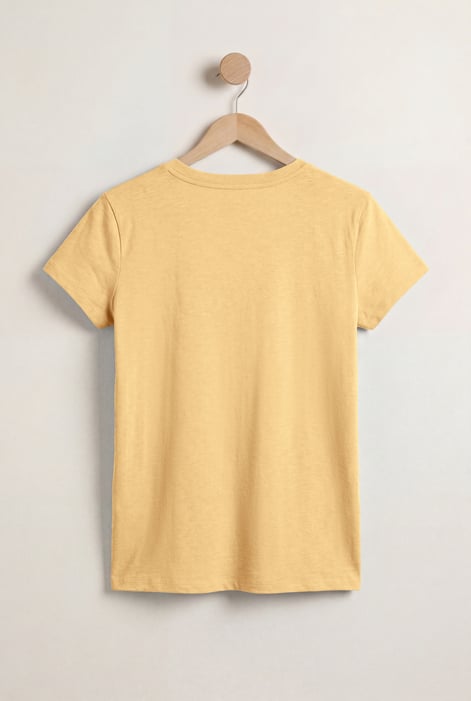Yellow V-Neck Short Sleeve Slub T-Shirt