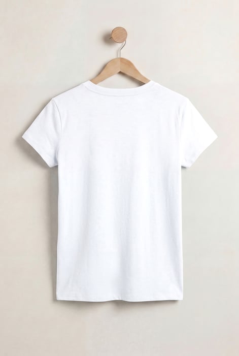 White V-Neck Short Sleeve Slub T-Shirt
