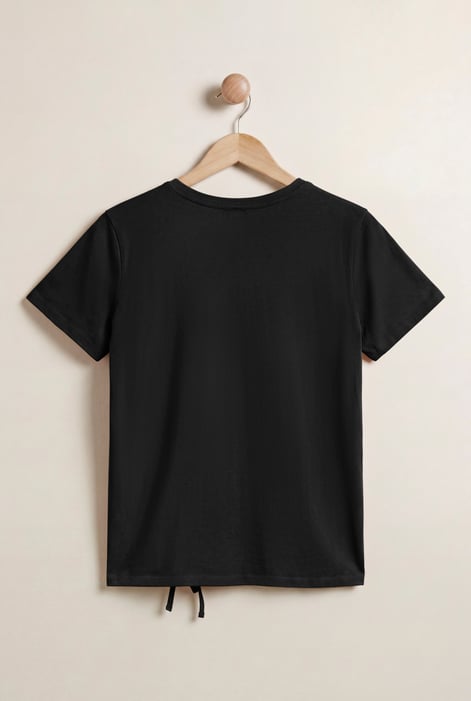 Black Ruched Front T-Shirt