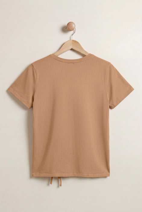 Brown Ruched Front T-Shirt