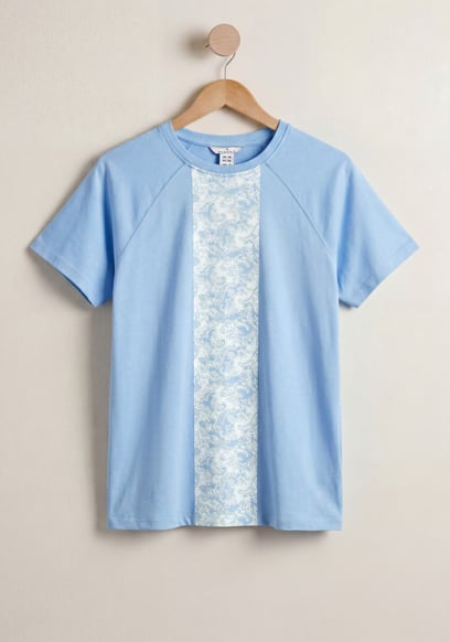 Patch Print Short Sleeve Raglan T-shirts