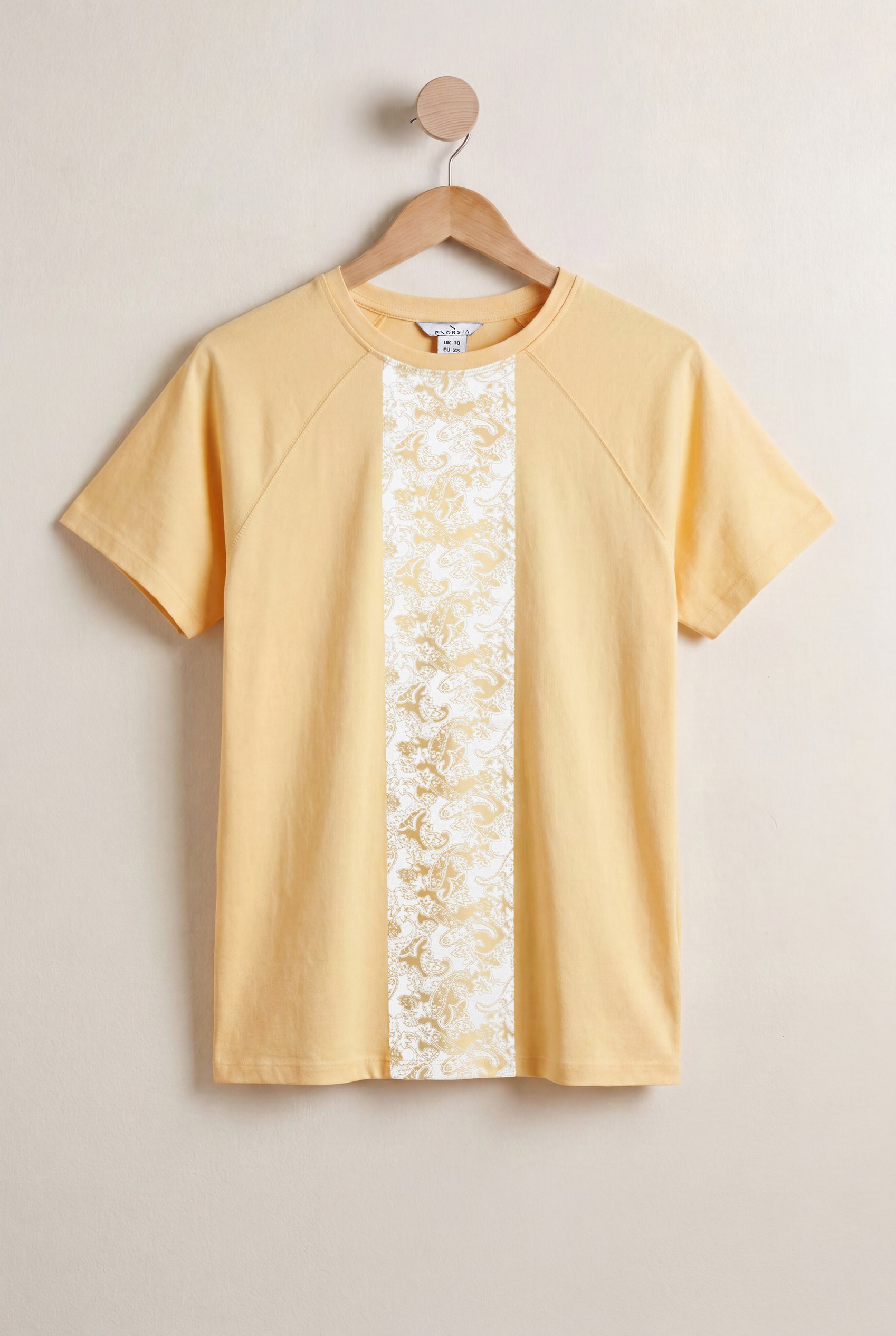 Enorsia Women's Yellow Cotton Short Sleeve T-Shirt - Uk 18