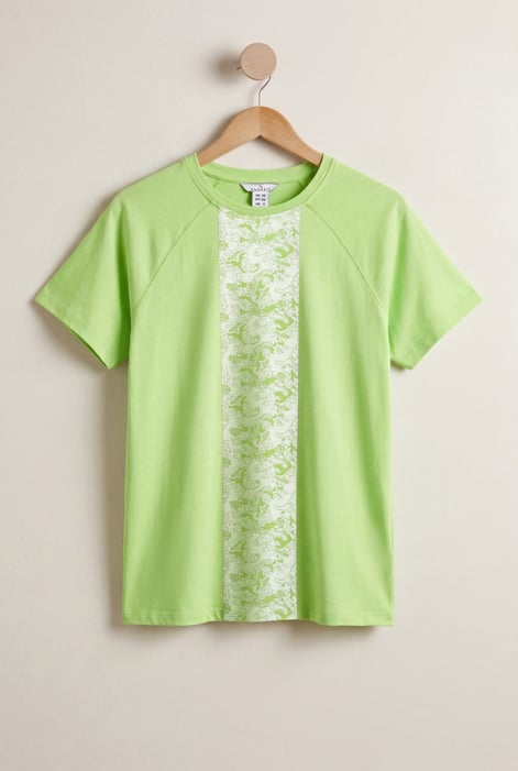 Green Patch Print Short Sleeve Raglan T-shirts