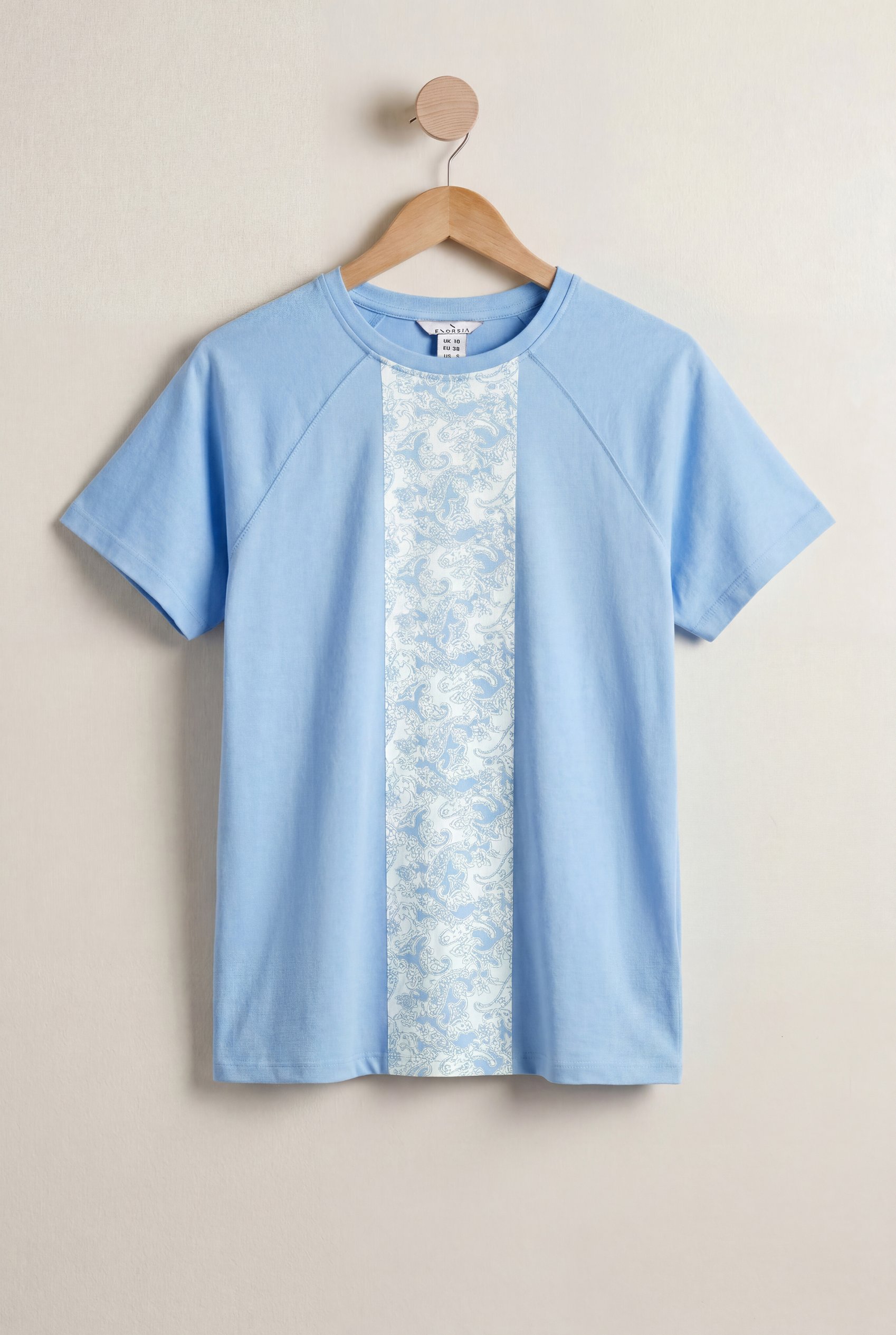 Enorsia Women's Blue Cotton Short Sleeve T-Shirt - Uk 18