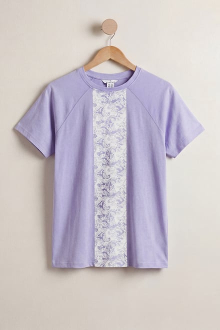 Patch Print Short Sleeve Raglan T-shirts