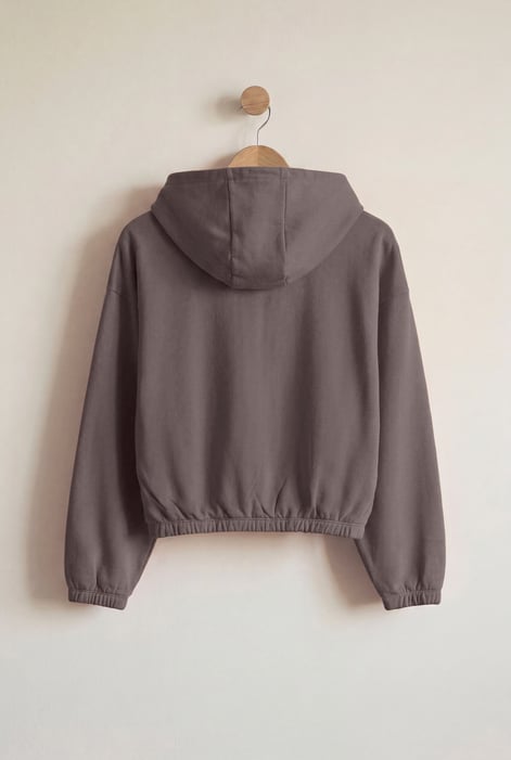 Brown Jersey Hoodie With Elastic Waistband