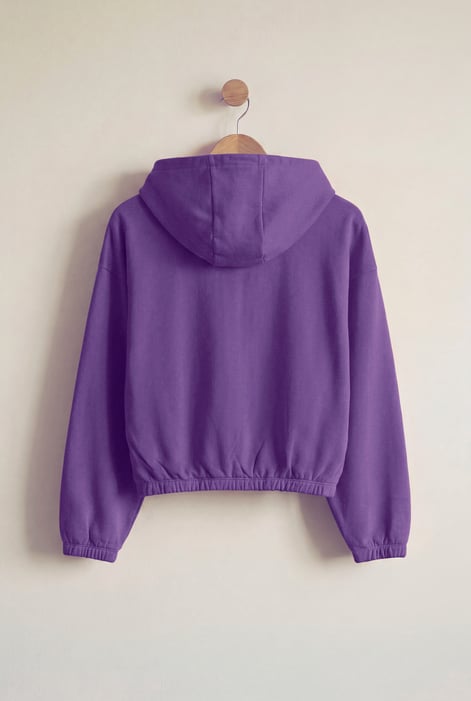 Purple Jersey Hoodie With Elastic Waistband