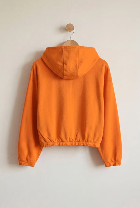 Orange Jersey Hoodie With Elastic Waistband