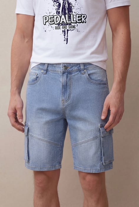 Men's Sky Blue Denim Cargo Shorts | Enorsia