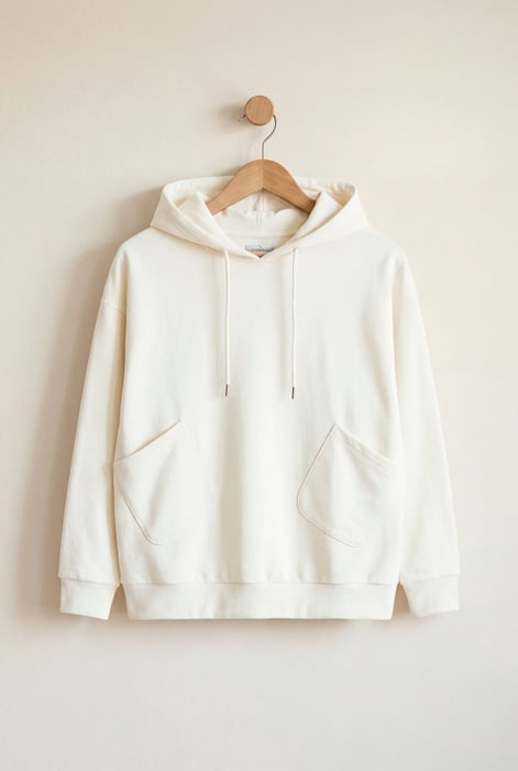 White Slanty Patch Pocket Hoodie