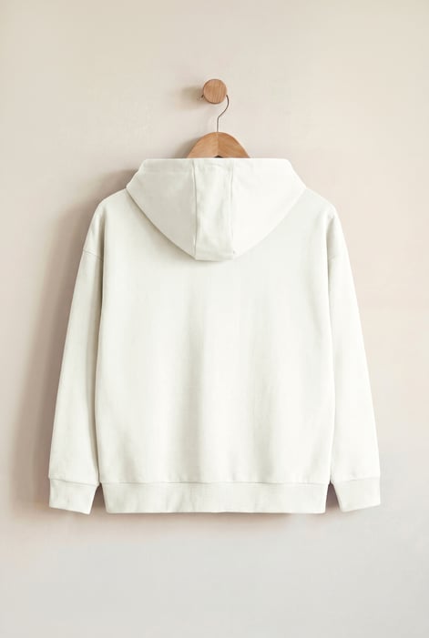 White Slanty Patch Pocket Hoodie