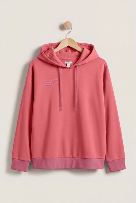 Orange Slogan Life Tonnel Rib Hoodies