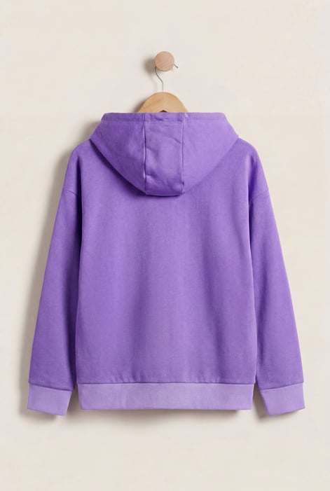 Purple Slogan Life Tonnel Rib Hoodies