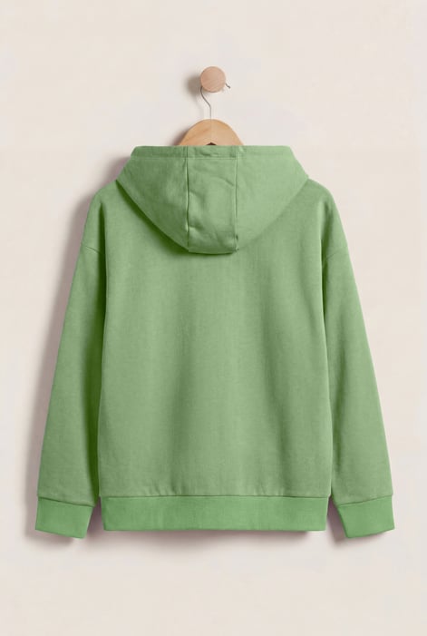 Green Slogan Life Tonnel Rib Hoodies