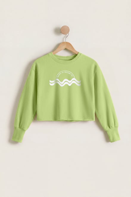 Raw Edge Chest Print Sweatshirt