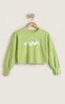 Raw Edge Chest Print Sweatshirt