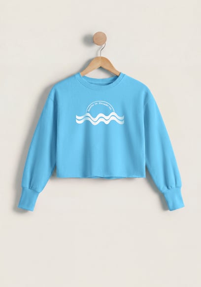 Raw Edge Chest Print Sweatshirt