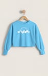 Raw Edge Chest Print Sweatshirt