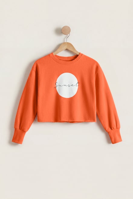 Raw Edge Chest Print Sweatshirt