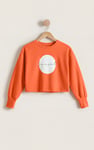 Raw Edge Chest Print Sweatshirt