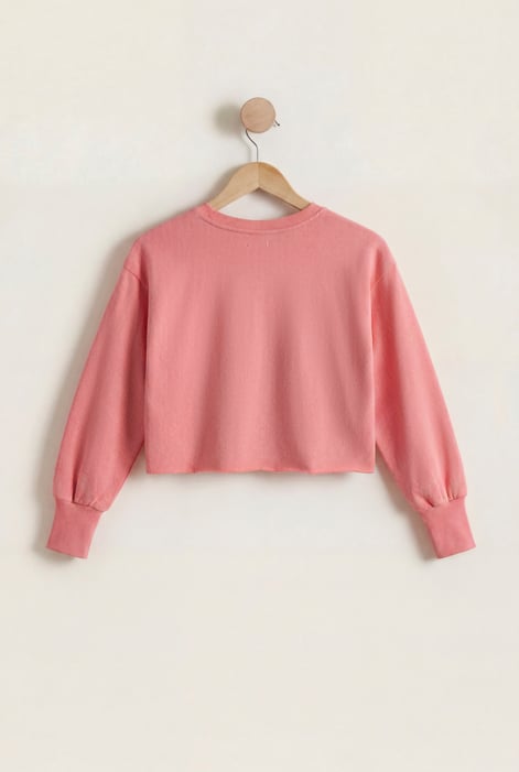 Raw Edge Chest Print Sweatshirt